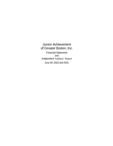 Junior Achievement of Greater Boston Audited Financials (2022) cover